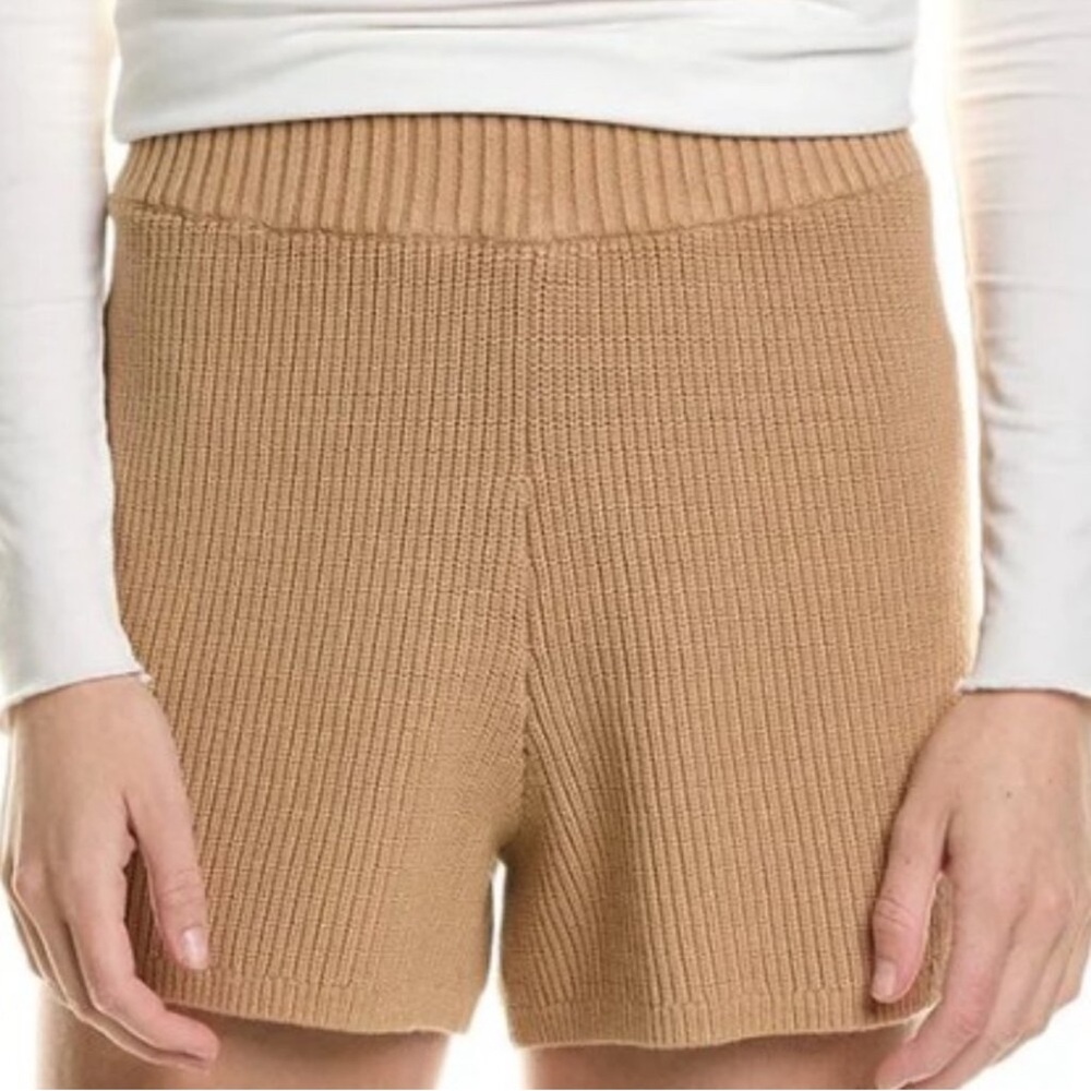High Waist Tan Knit Shorts for Women
